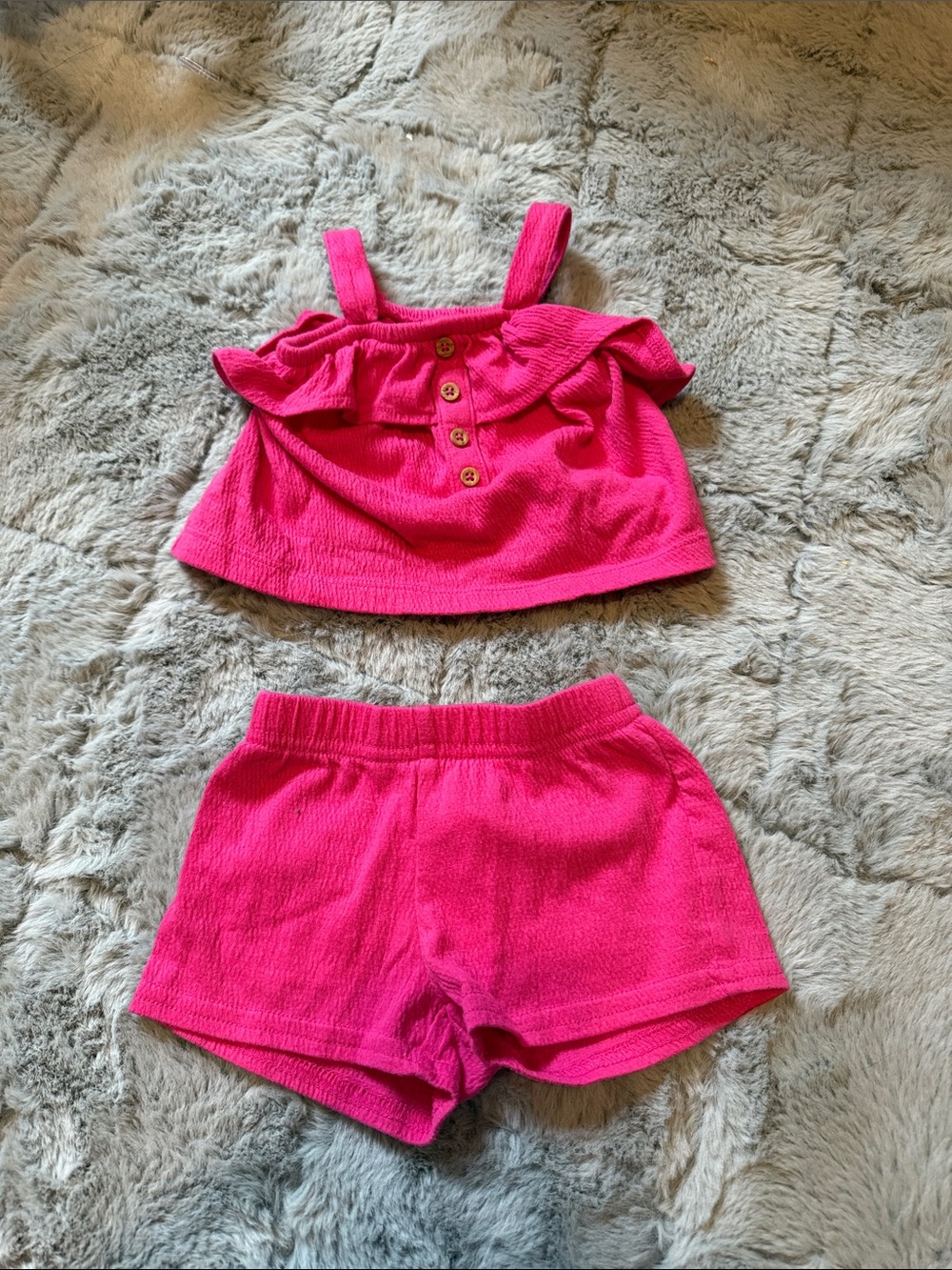 Carter's Bright Pink Ruffle Tank & Shorts Set